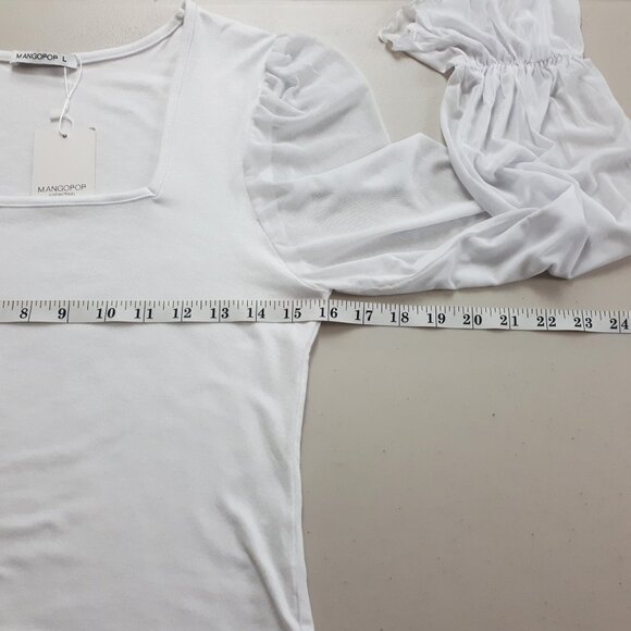 Mangopop Square Neck Sheer Long Sleeve Bodysuit - Picture 10 of 16